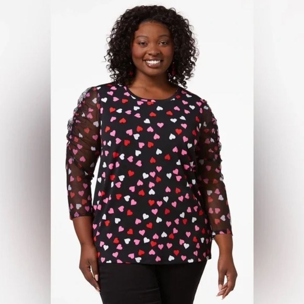 ❄️ Cato | PLUS SIZE SWEETHEART MESH SLEEVE TOP VARIOUS SIZES AVAILABLE